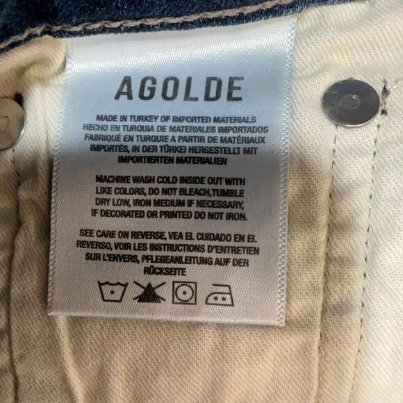 Agolde Blue Denim Dark Wash Whisker Skinny Ankle Jeans Size 28 - Picture 7 of 8